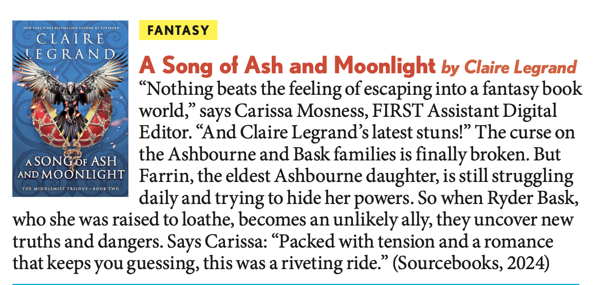 Book Review: ‘A Song of Ash and Moonlight’ by Claire Legrand – Carissa